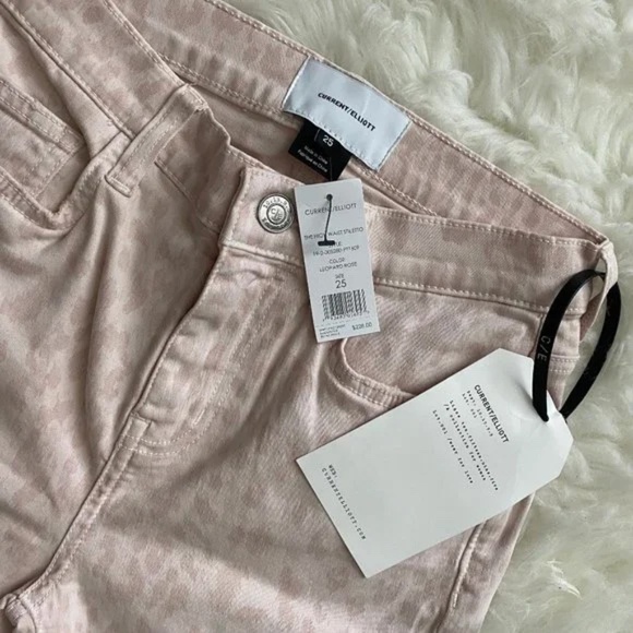 Current Elliott Pink High Waist Leopard Stiletto Jeans Size 25 NEW - Picture 6 of 10